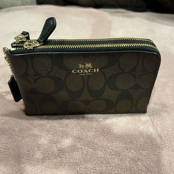 Coach Dark Brown Wristlet with Black Accents - Picture 4 of 4